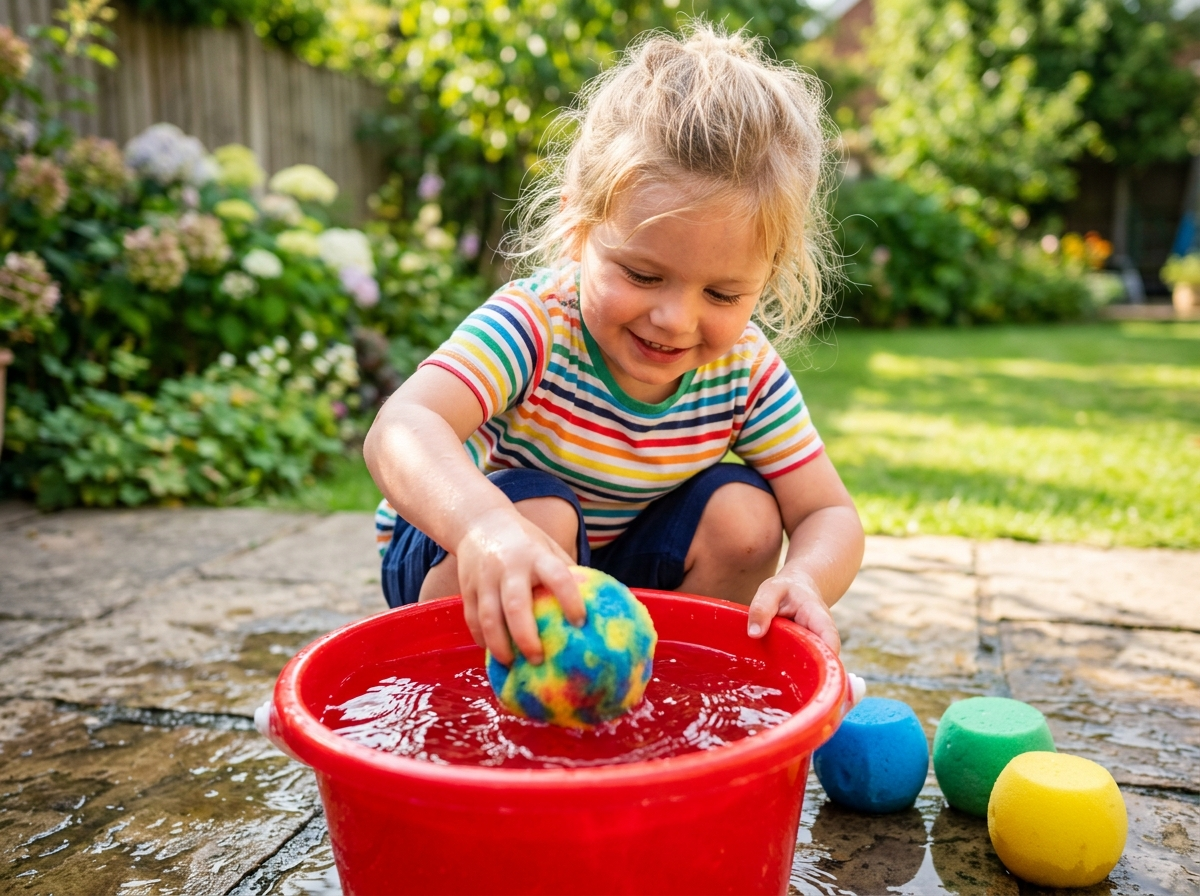 Kind taucht Wasserball in Eimer – sofort wieder spielbereit in 3 Sekunden