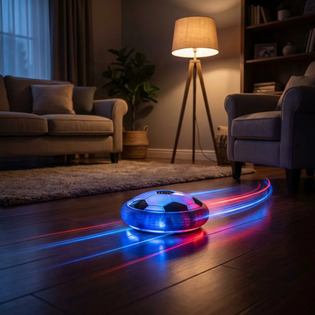 Hover-Fußball LED Effekte bei Nacht im Wohnzimmer